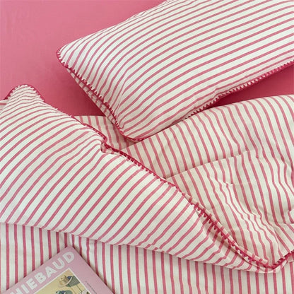 Bedding Set Cotton Percale Striped Machine Washable