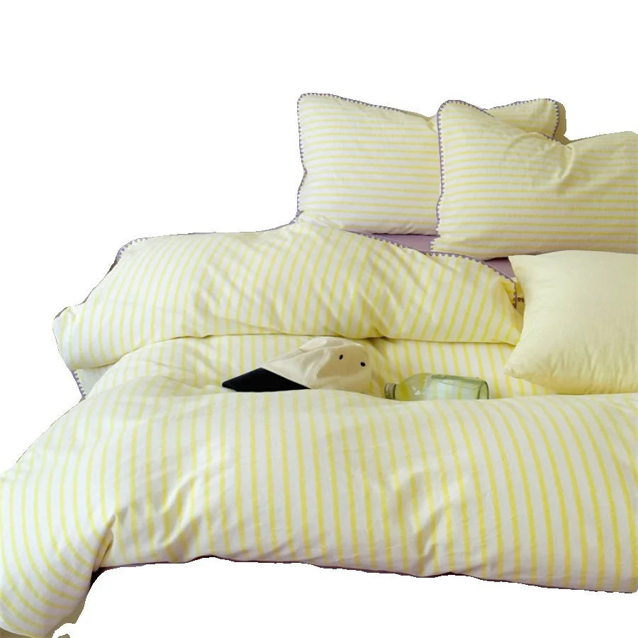 Bedding Set Cotton Percale Striped Machine Washable