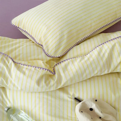Bedding Set Cotton Percale Striped Machine Washable
