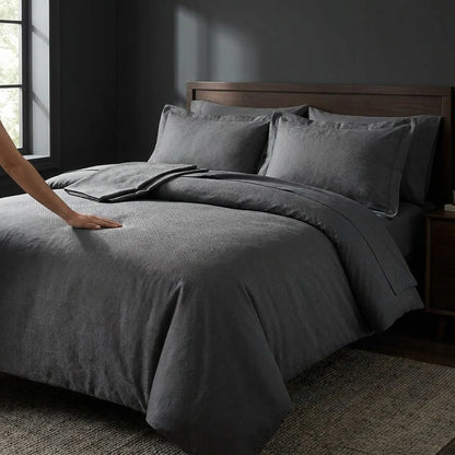 Bedding Set Jacquard Woven Deep Charcoal