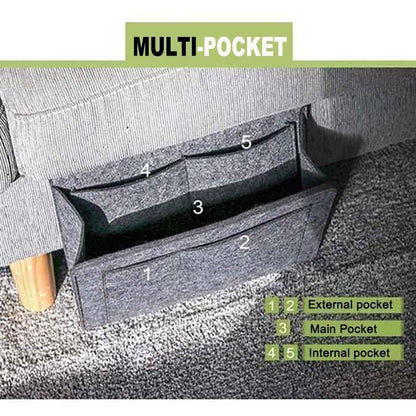 Bedside Organizer Felt Multiple Pockets Tool-Free Setup