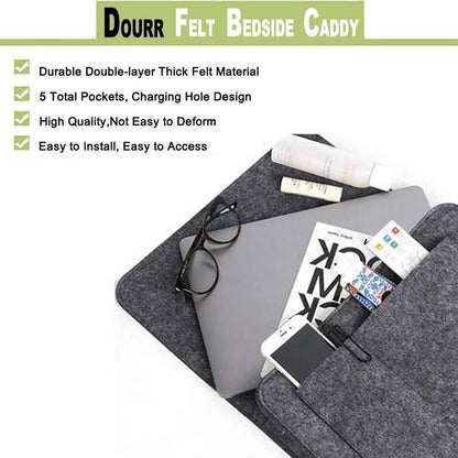 Bedside Organizer Felt Multiple Pockets Tool-Free Setup
