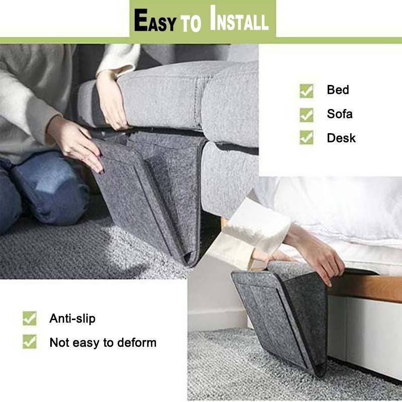 Bedside Organizer Felt Multiple Pockets Tool-Free Setup