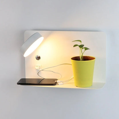 Bedside Wall Lamp Adjustable Three-Color LED USB Charging Port