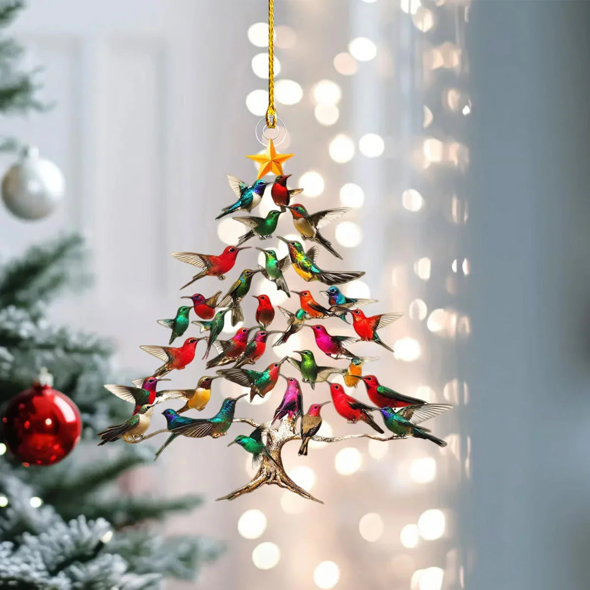 Bird Ornament Crystal Glass Light-Reflecting Ready to Hang