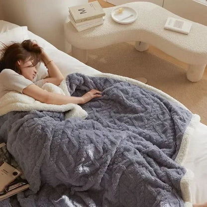 Blanket Double-Sided Lambswool Blend Machine-Washable Waterproof