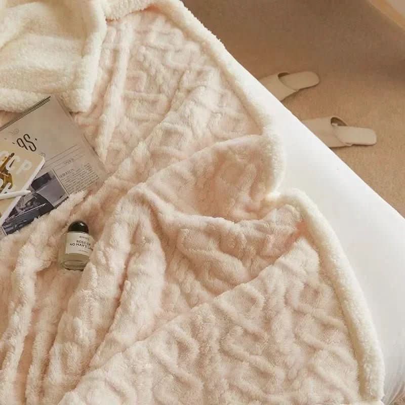 Blanket Double-Sided Lambswool & Microfiber Flannel Machine Washable