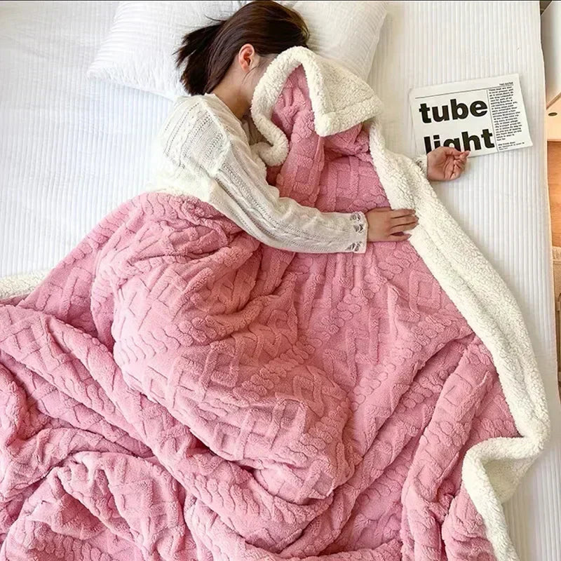 Blanket Lambswool Reversible Microfiber Machine Washable