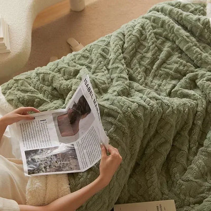 Blanket Thick Lambswool Reversible Machine Washable & Water-Repellent
