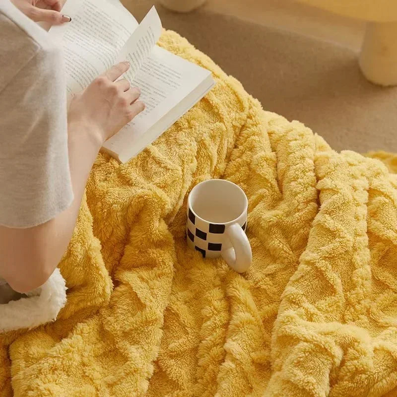 Blanket Thick Lambswool Reversible Machine Washable & Water-Repellent