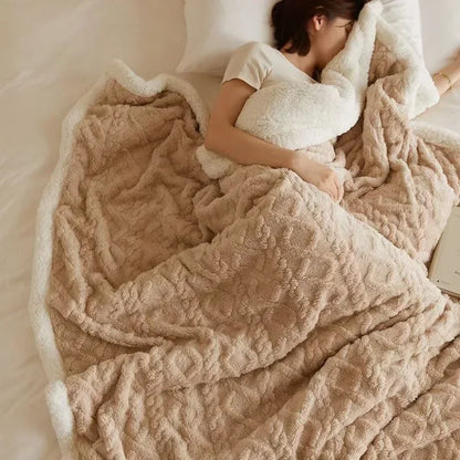 Blanket Thick Lambswool Reversible Machine Washable & Water-Repellent