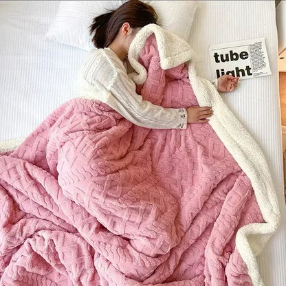Blanket Thick Lambswool Reversible Machine Washable & Water-Repellent