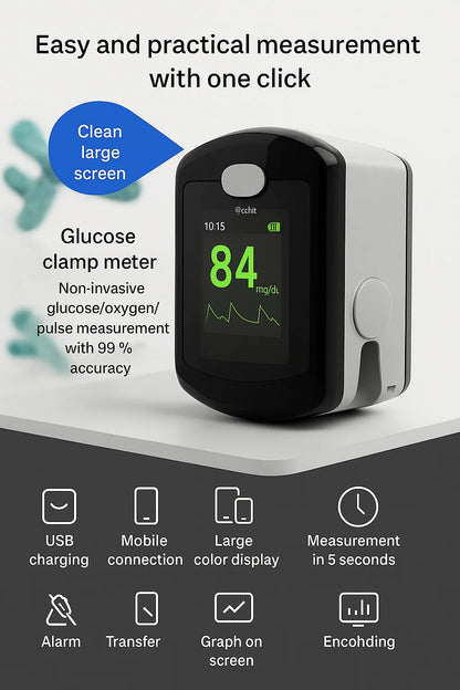 Blood Glucose Monitor Non-Invasive 5-Second Digital Readout