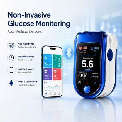 Blood Glucose Monitor Non-Invasive Clear Display