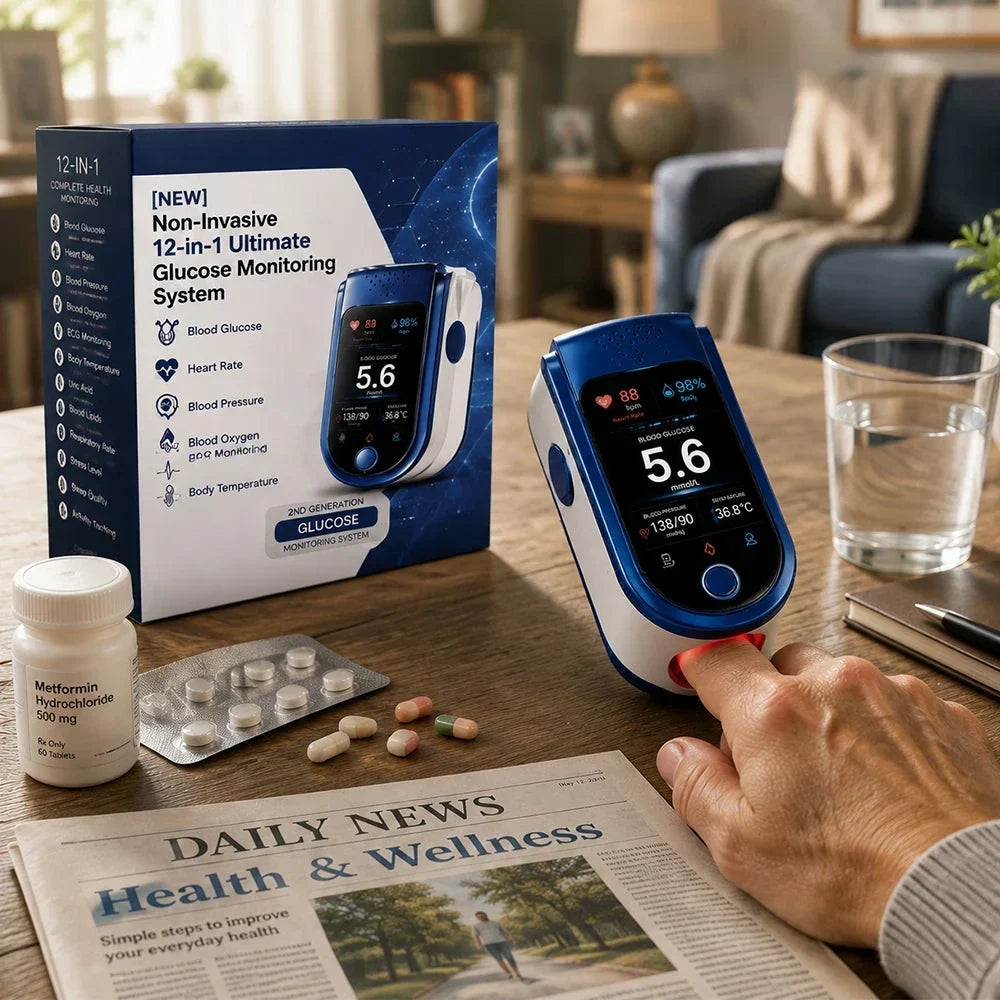 Blood Glucose Monitor Non-Invasive Clear Display