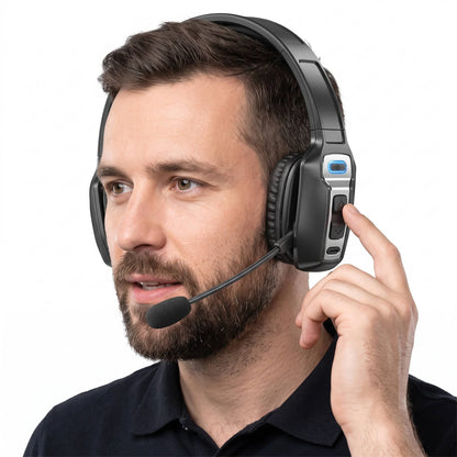 Bluetooth Headset Noise-Cancelling Boom Microphone 35-Hour Talk Time