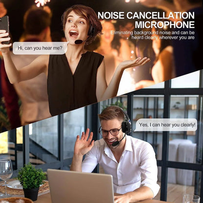 Bluetooth Headset Noise-Cancelling Boom Microphone 35-Hour Talk Time