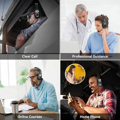 Bluetooth Headset Noise-Cancelling Boom Microphone 35-Hour Talk Time