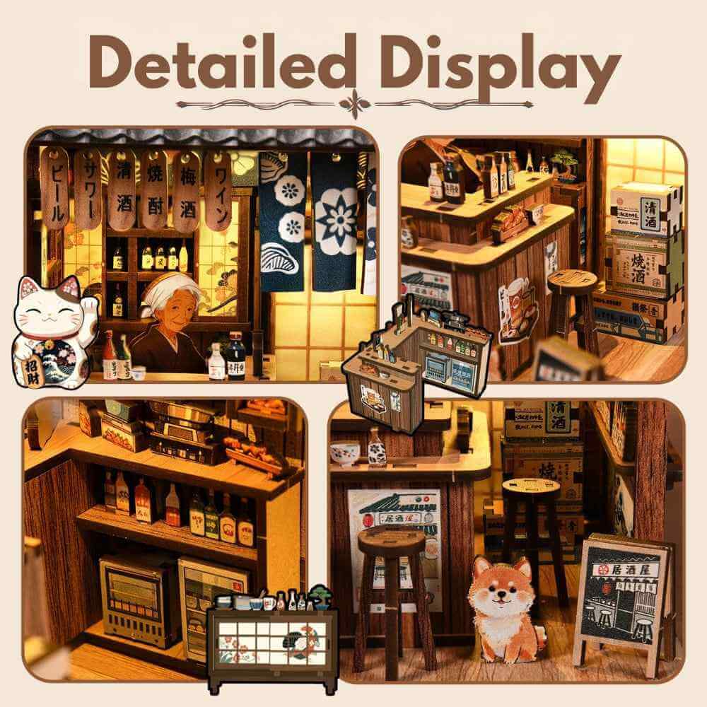 Book Nook Kit Japanese Pub Scene Touch-Switch LED Lighting