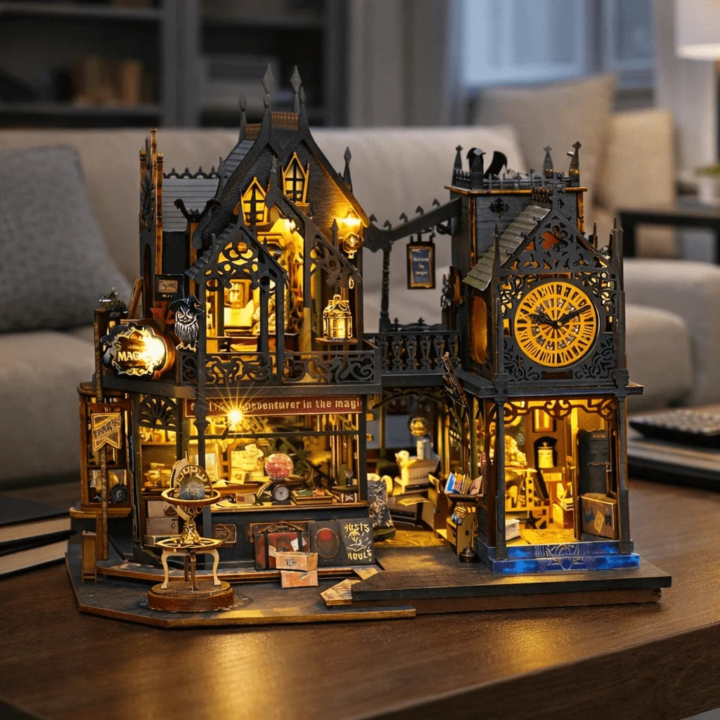 Book Nook Puzzle 3D Wooden LED-Lit Glue-Free Assembly