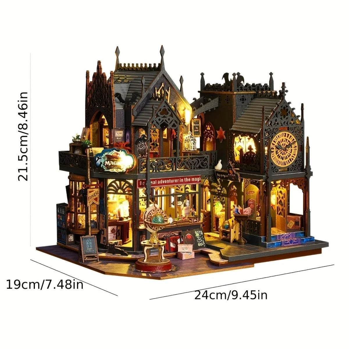 Book Nook Puzzle 3D Wooden LED-Lit Glue-Free Assembly