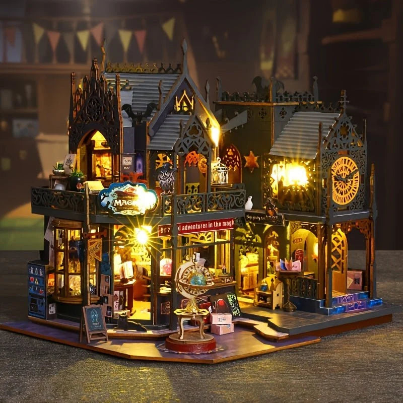 Book Nook Puzzle 3D Wooden LED-Lit Glue-Free Assembly