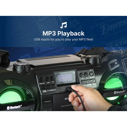 Boombox 60W Dual Subwoofers Bluetooth CD Player