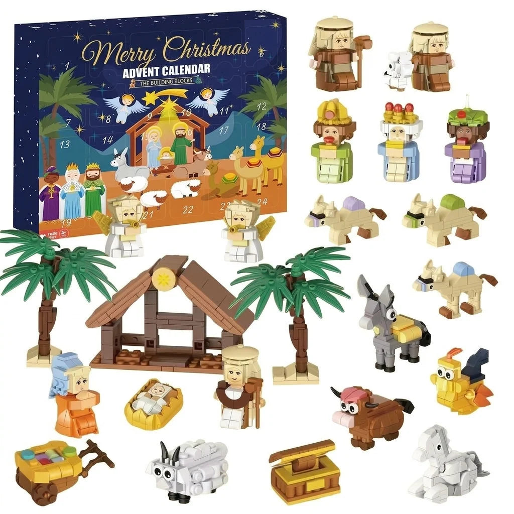 Building Brick Advent Calendar Nativity Scene 24 Kits
