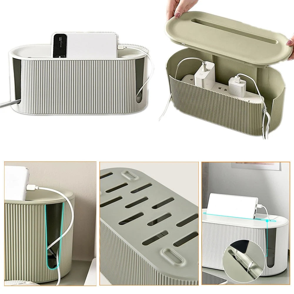 Cable Organizer Box Plastic Spacious Storage for Cords & Chargers