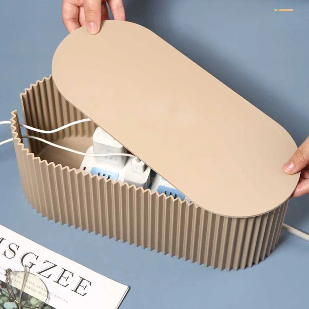 Cable Organizer Box Plastic Spacious Storage for Cords & Chargers