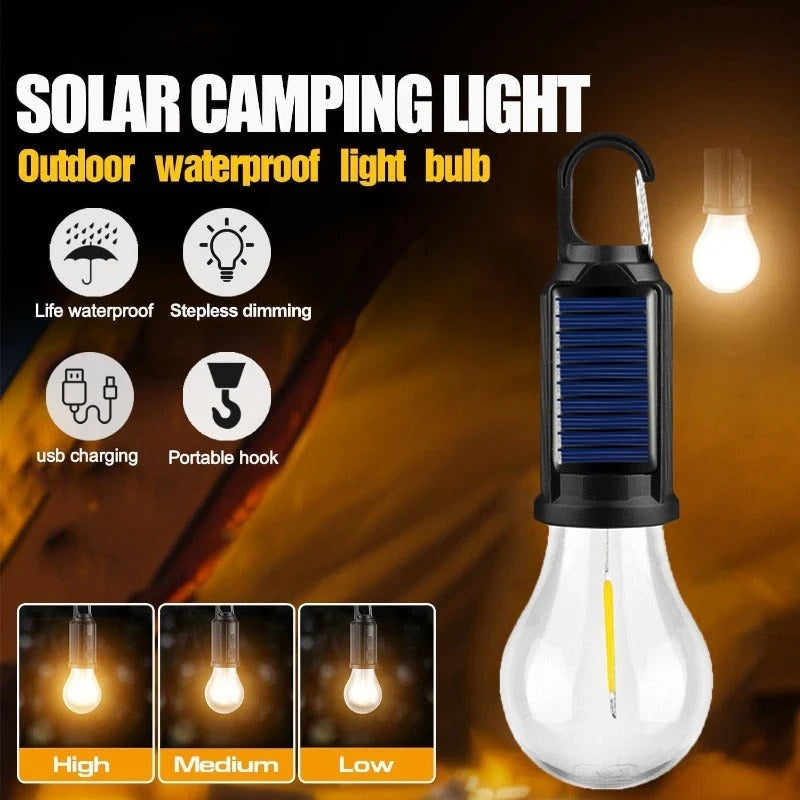 Camping Lantern Solar & USB Rechargeable Adjustable Brightness