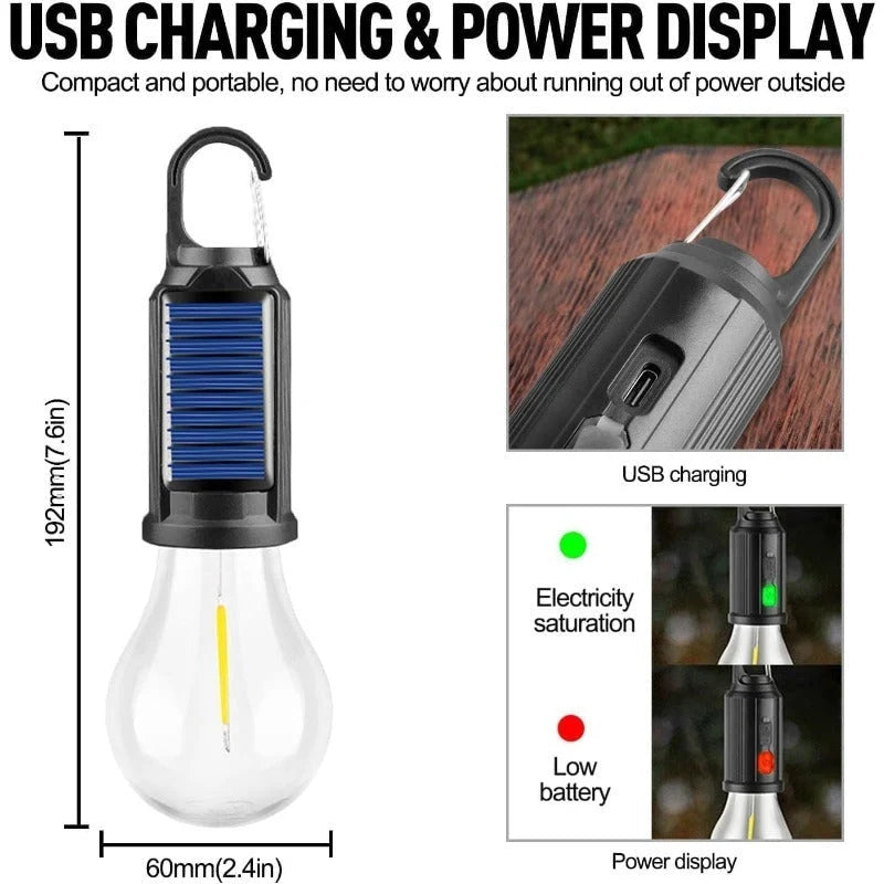 Camping Lantern Solar & USB Rechargeable Adjustable Brightness