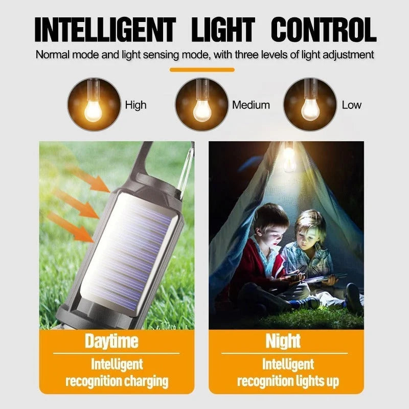 Camping Lantern Solar & USB Rechargeable Adjustable Brightness