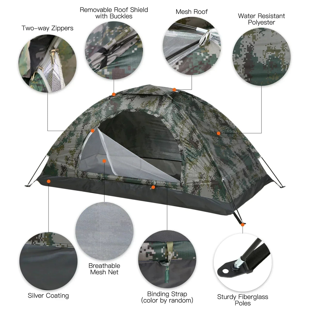 Camping Tent Ultralight UV-Protective Fine Mesh Door