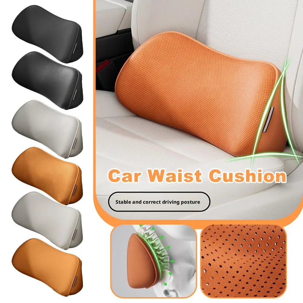 Car Backrest Cushion Ergonomic Breathable Non-Slip Base & Reinforced Hooks