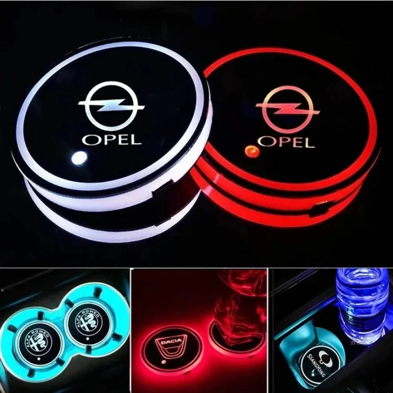 Car Coaster Set Multicolor LED Motion Activated USB Rechargeable