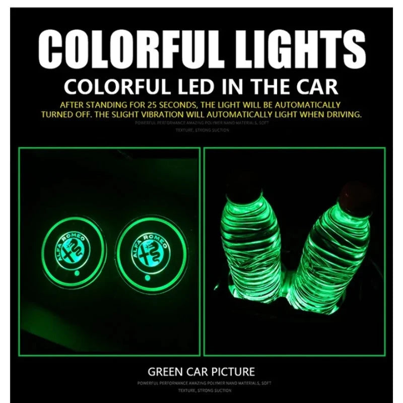 Car Coaster Set Multicolor LED Motion Activated USB Rechargeable