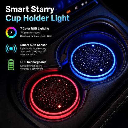 Car Coaster Set Multicolor LED Motion Activated USB Rechargeable