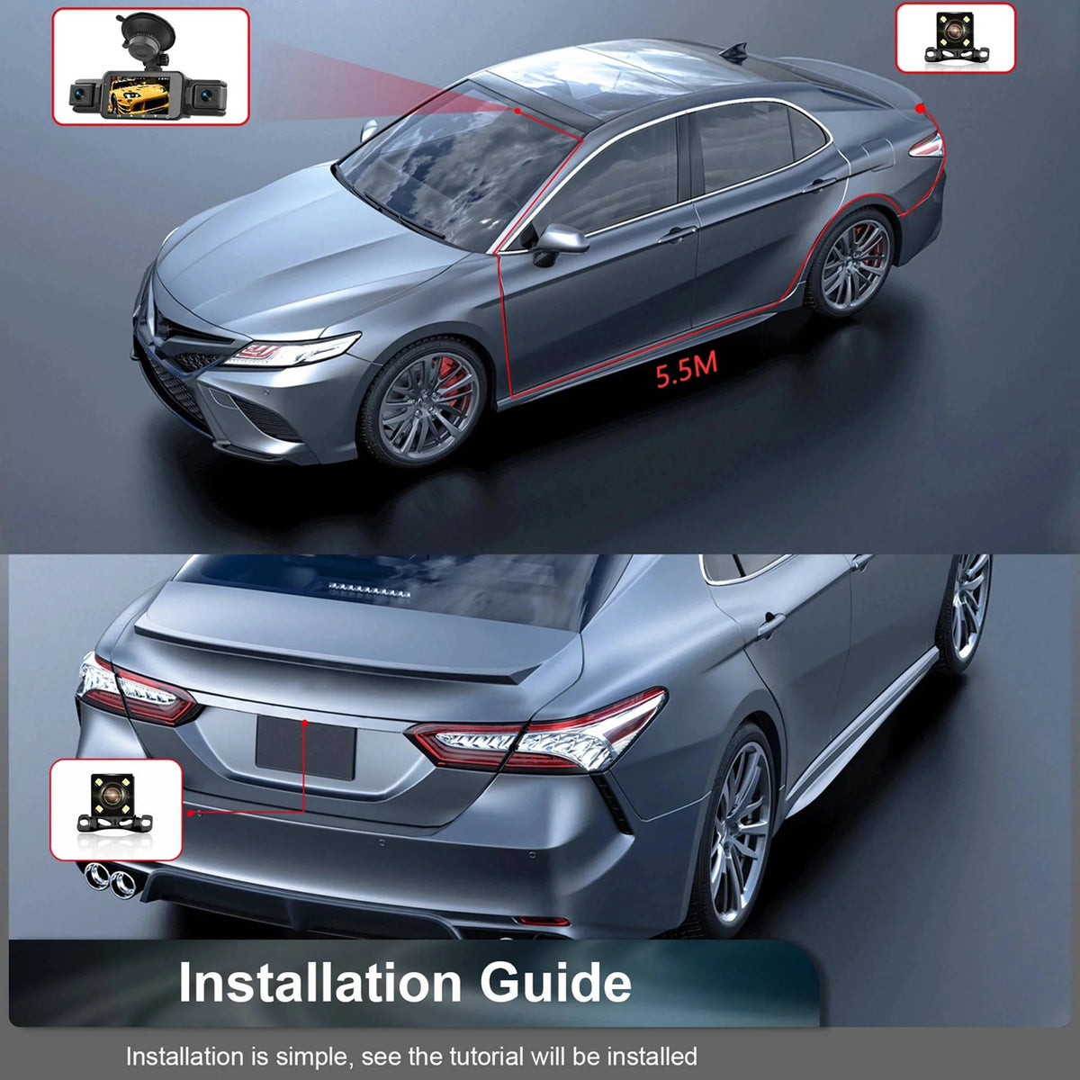 Car Dash Cam 4-Camera Surround Recording Night Vision