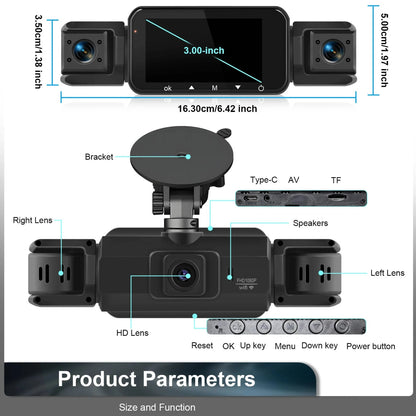 Car Dash Cam 4-Camera Surround Recording Night Vision