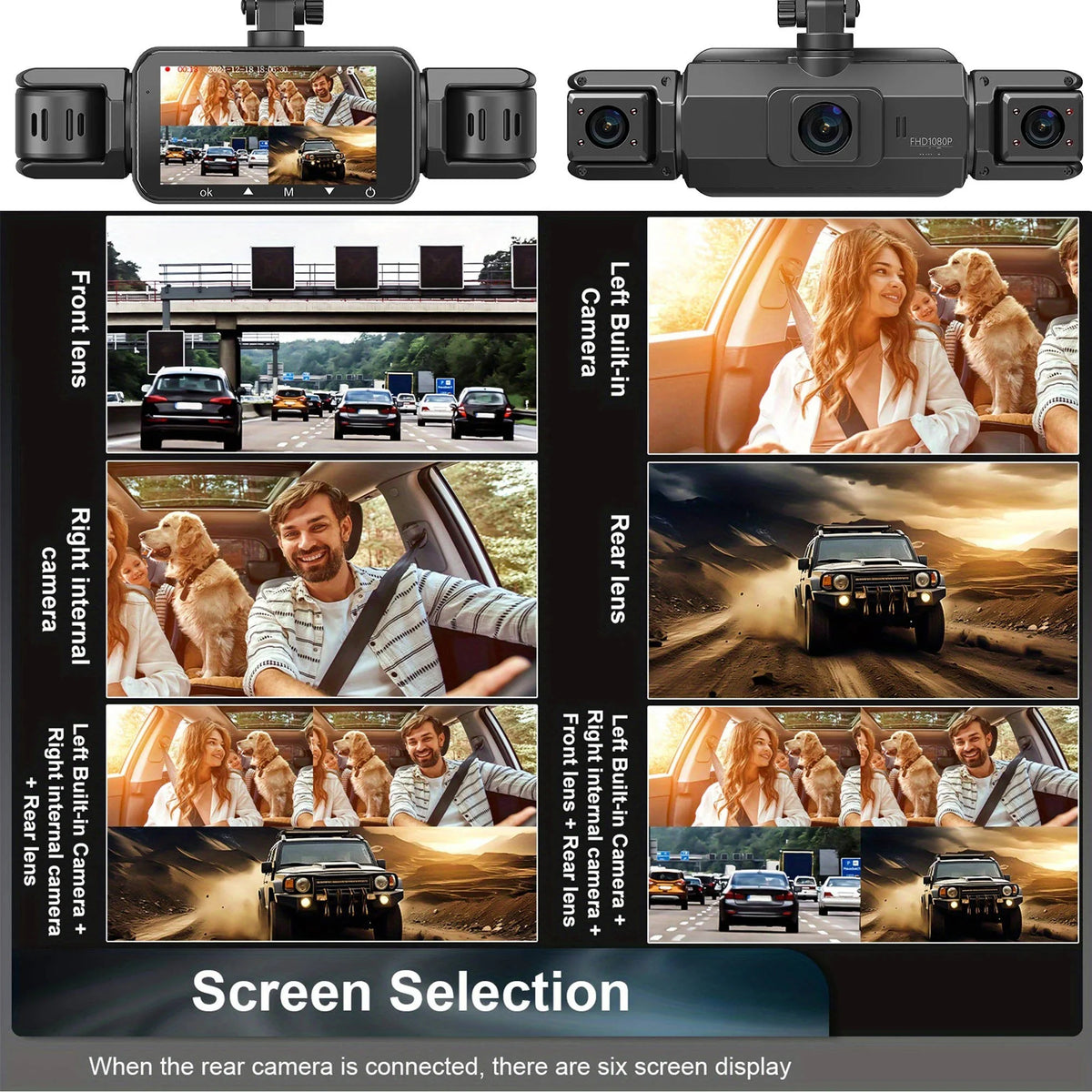 Car Dash Cam 4-Camera Surround Recording Night Vision