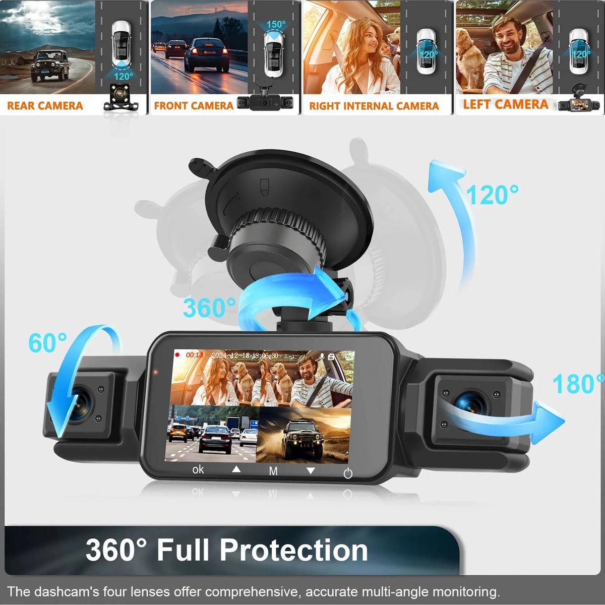 Car Dash Cam 4-Camera Surround Recording Night Vision