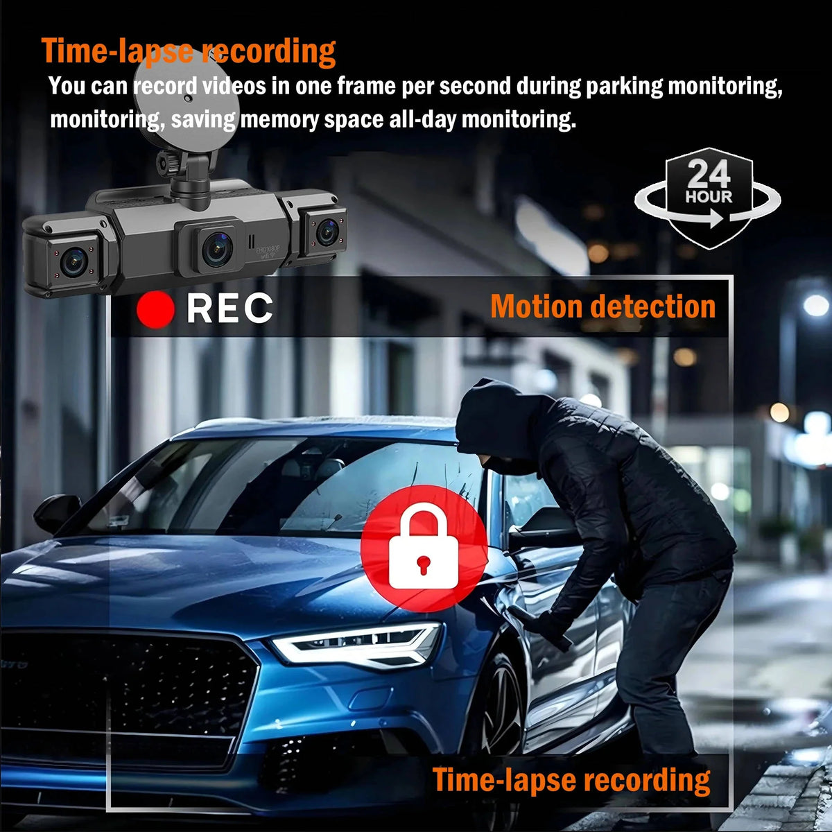 Car Dash Cam 4-Camera Surround Recording Night Vision