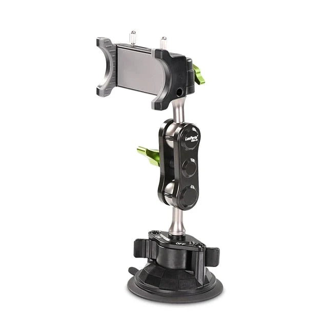 Car Phone Holder Adjustable Long Arm 360° Rotation Padded Grips
