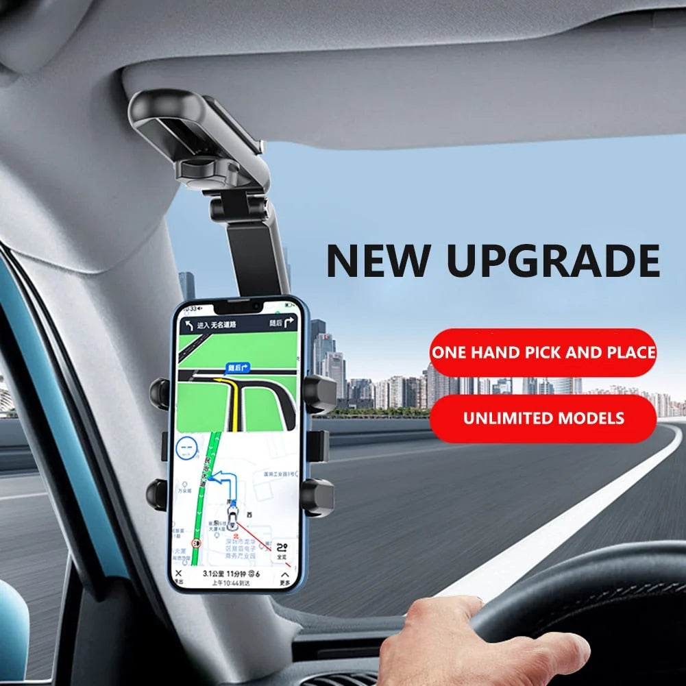 Car Phone Holder Rotating Sun Visor Clip Universal Smartphone Compatibility