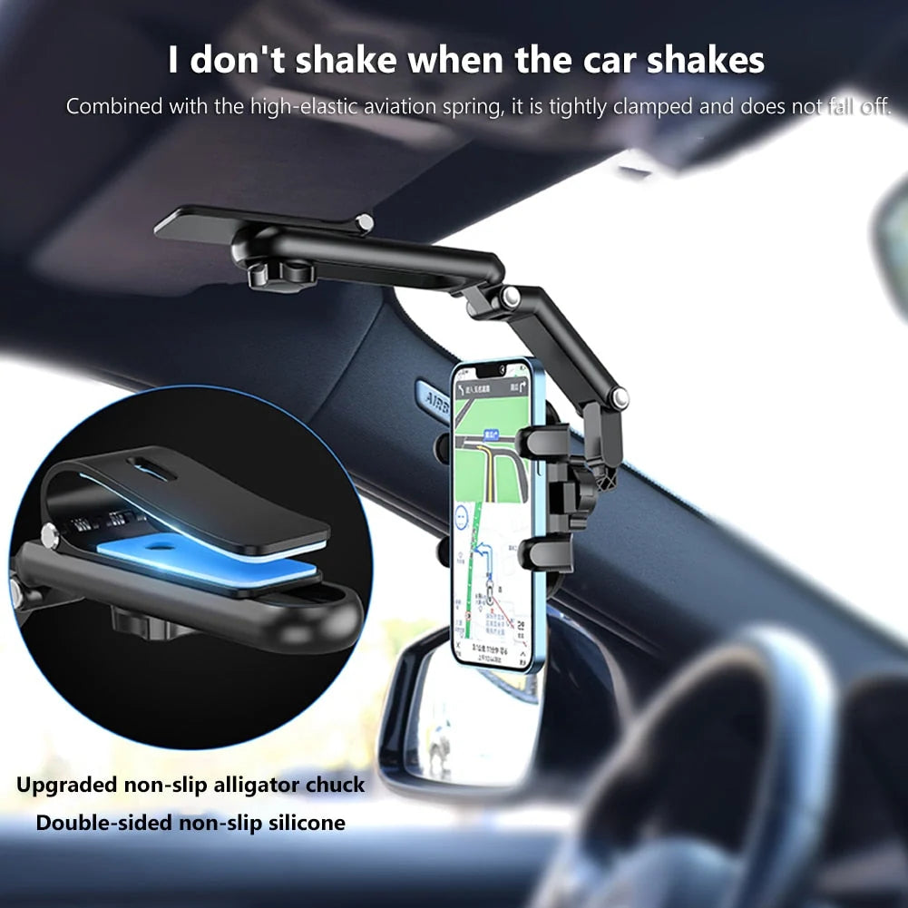 Car Phone Holder Rotating Sun Visor Clip Universal Smartphone Compatibility