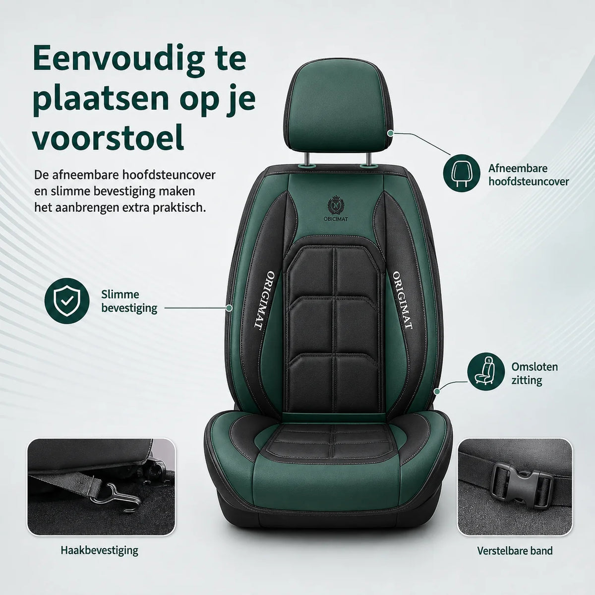 Car Seat Covers Quilted Padded Airbag-Compatible Set of 11