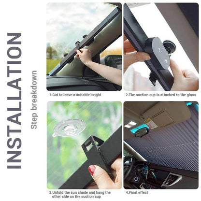 Car Windshield Sunshade Retractable UV-Blocking Reflective Aluminum