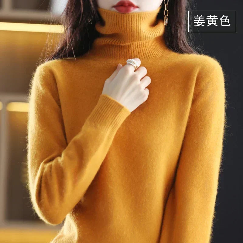 Cashmere Turtleneck Sweater Lightweight Fitted Fit