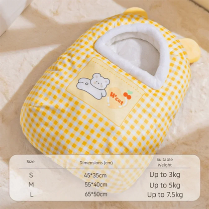 Cat Bed Semi-Enclosed Fleece Interior Non-Slip Base